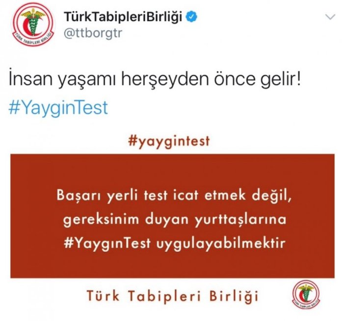 Türk Tabipleri Birliği, yerli test kitini de eleştirdi
