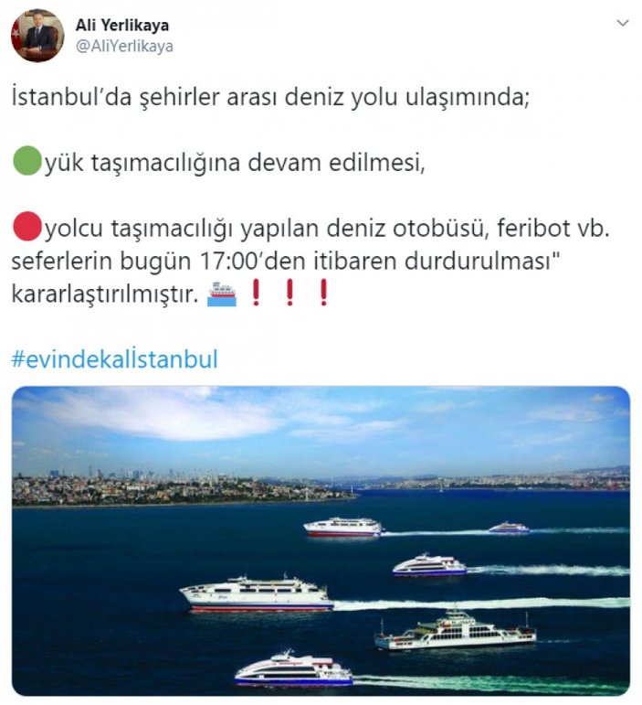 İstanbul'da deniz otobüsü ve feribot seferleri durduruldu