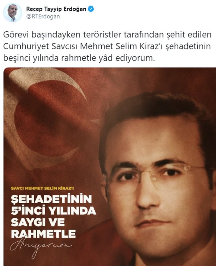 Erdoğan Mehmet Selim Kiraz'ı unutmadı
