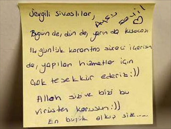 Sivas'ta karantinadaki öğrencilerden duygu dolu sözler