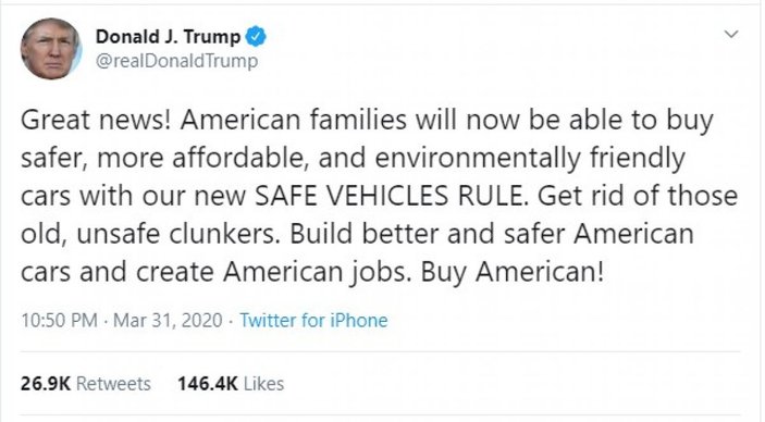 Trump, koronayla boğuşan halkına araba satmaya çalışıyor