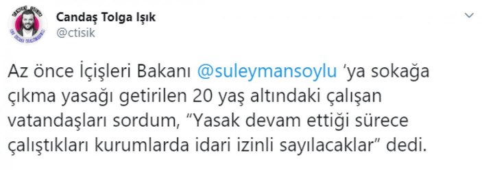 20 yaş altında olup çalışanlara idari izin