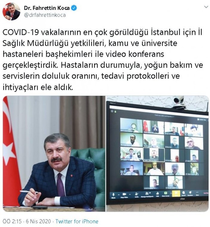Sağlık Bakanı Koca, İstanbul için hekimlerle buluştu