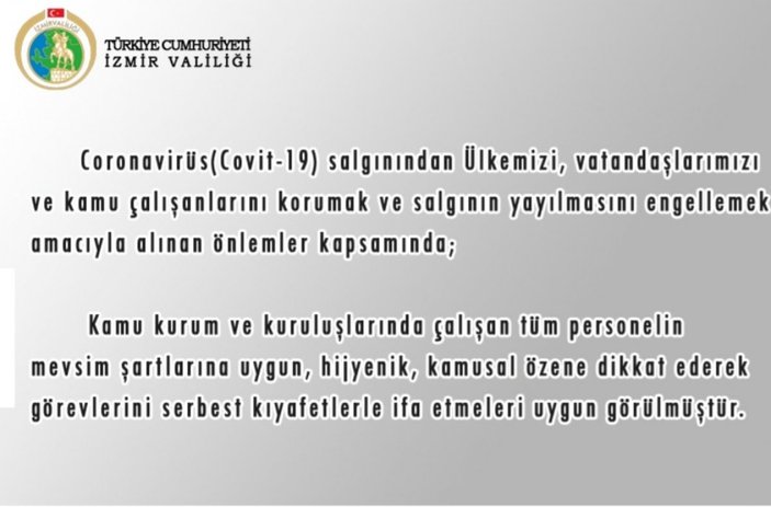 İzmir'de kamu çalışanlarına kıyafet serbestliği geldi