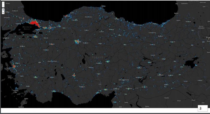İzmir'de koronanın yayılımını gösteren harita