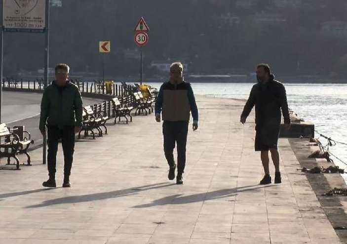 Beşiktaş sahilinde spor yapanlar görüntülendi