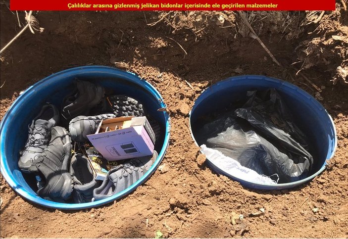 PKK sığınağından çıkan 2 bin liralık ayakkabılar