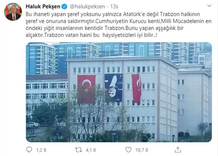 Trabzon Üniversitesi'nde Atatürk portresi ters asıldı