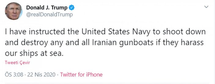 Trump'tan, İran savaş gemilerini vurma emri
