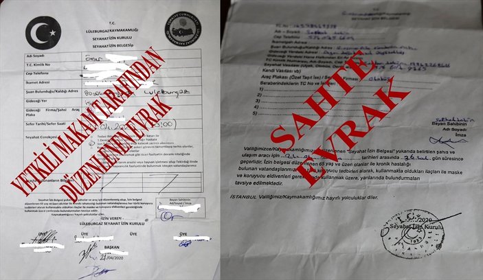Sahte izin belgeli yolculara ceza
