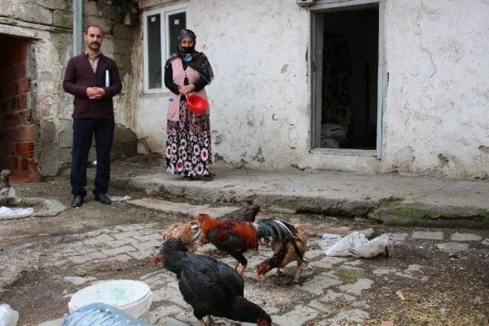 Erzurum'da 20 tavuğu telef olan kadına yardım