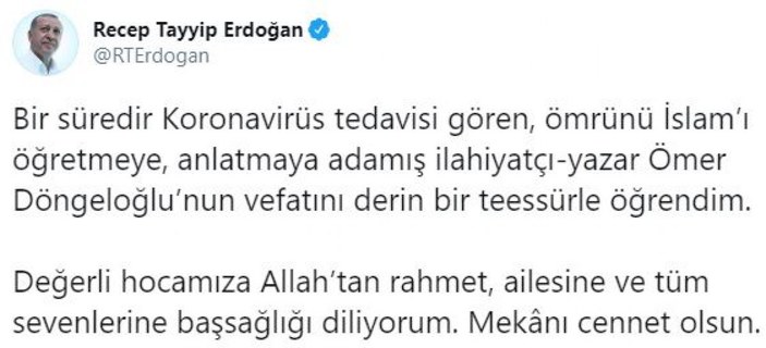 Erdoğan'dan Döngeloğlu ailesine taziye telefonu