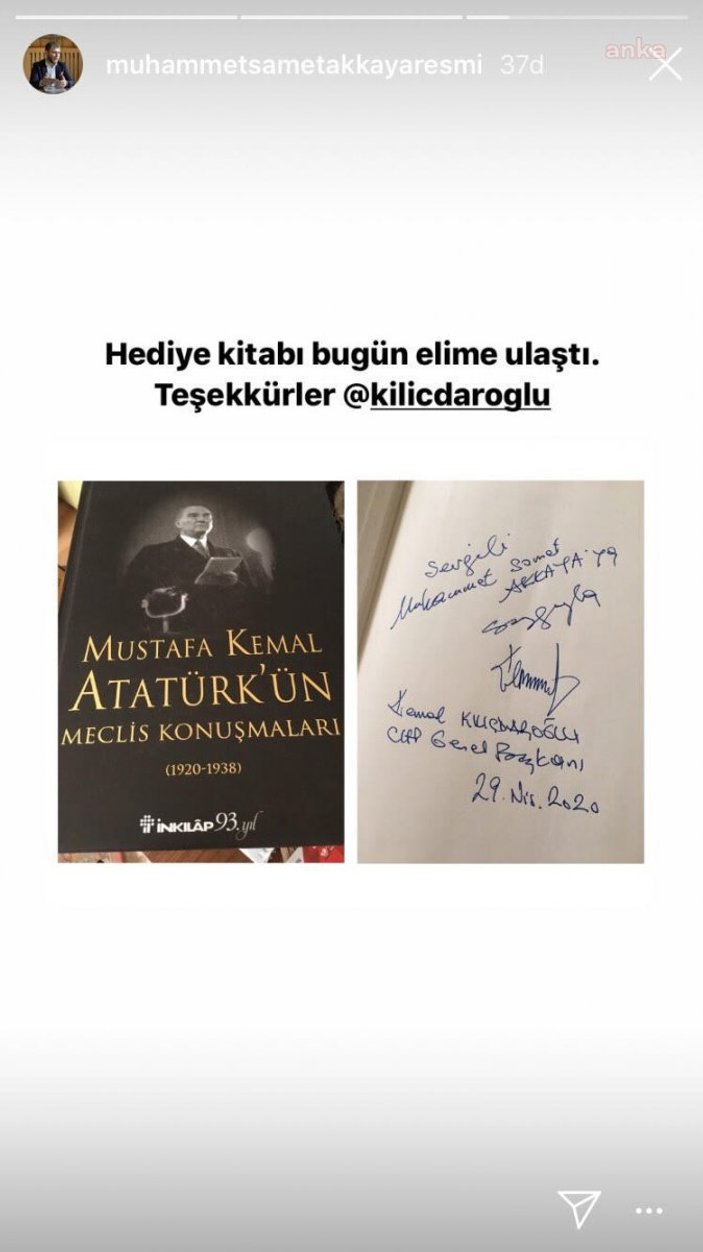 Kılıçdaroğlu'ndan Genç İmam Hatipliler başkanına Atatürk kitabı
