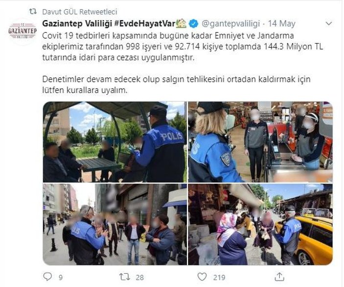 Türkiye'deki koronavirüs cezasının yarısı Gaziantep'e