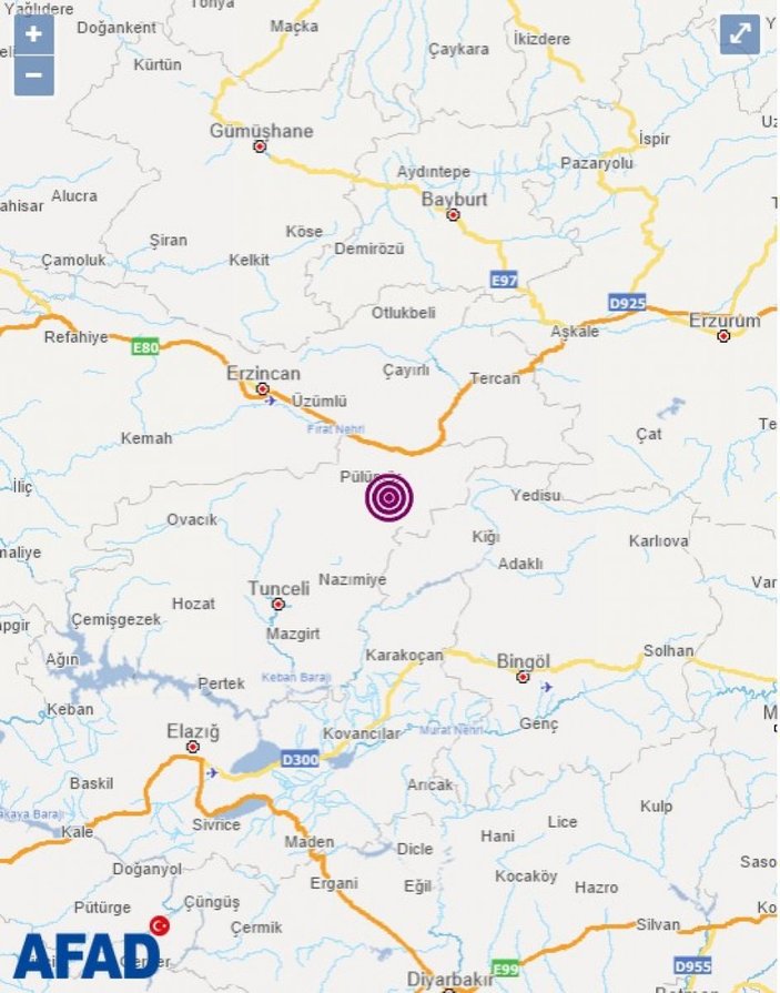 Tunceli'de 4,3 büyüklüğünde deprem