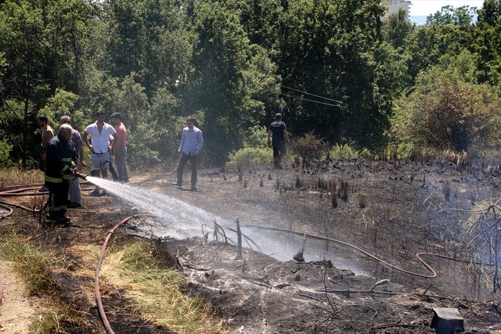 Antalya'da bahçelik ve çalılık alanda yangın çıktı