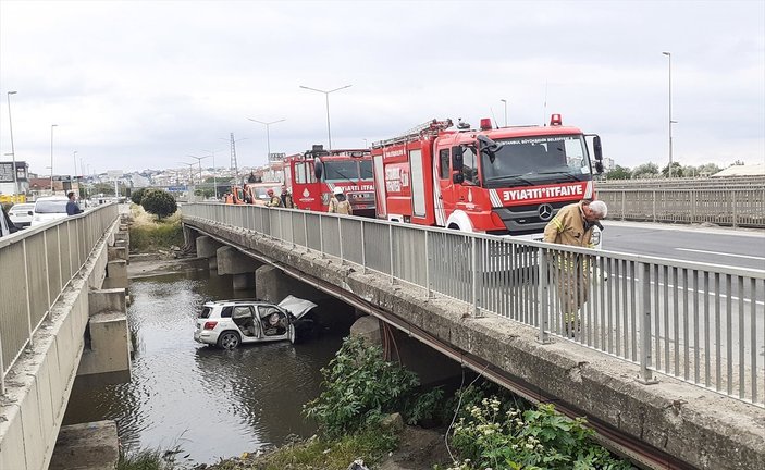 Silivri'de köprüden düşen cipin sürücüsü öldü