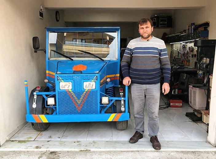 Kocaeli'de fabrika işçisi hurda malzemeden kamyonet yaptı