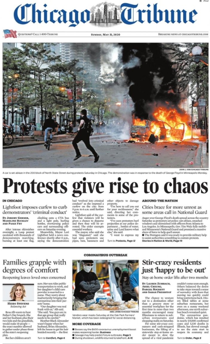 ABD basınında protesto manşetleri