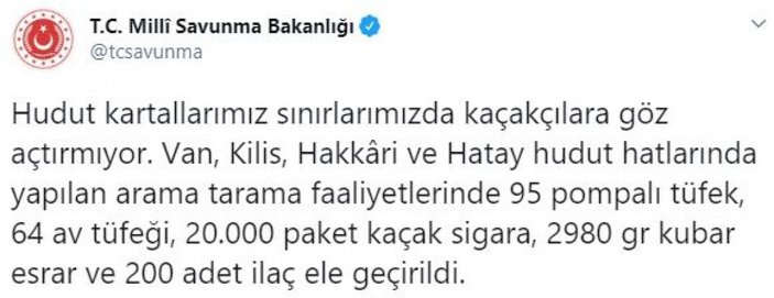 Hudut hatlarında 20 bin paket kaçak sigara ele geçirildi