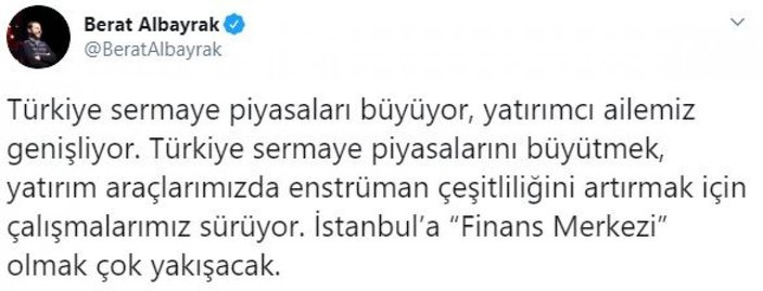Albayrak: İstanbul'a finans merkezi olmak çok yakışacak
