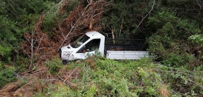 Mersin'de kamyonet ormanlık alana düştü: 3 yaralı