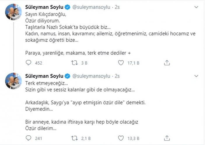 Kılıçdaroğlu'nun özür dile çağrısına Soylu'dan yanıt
