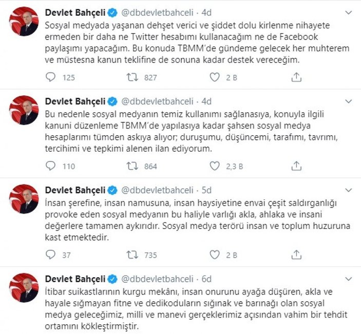 Devlet Bahçeli son kez 'tweet' attı