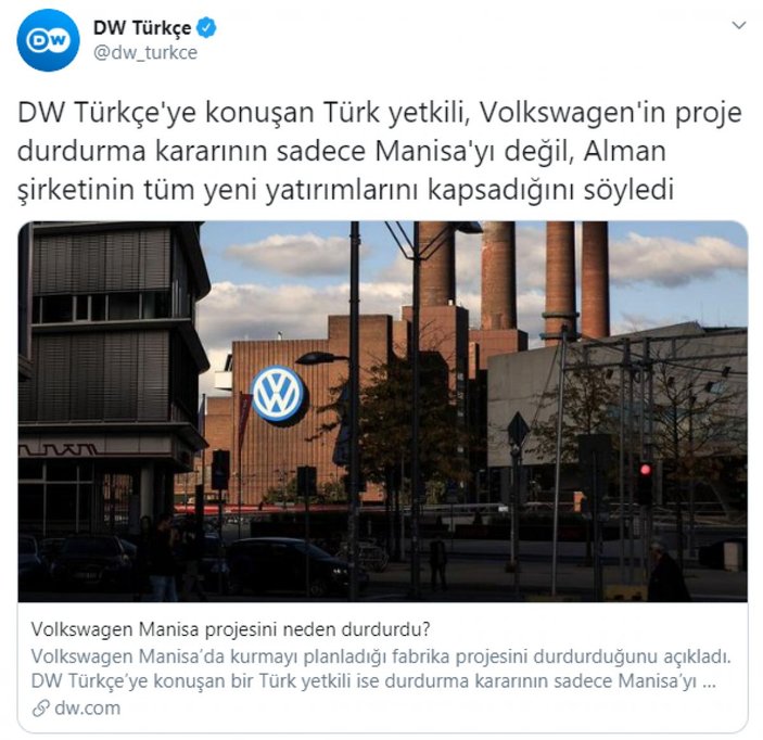 DW Türkçe Volkswagen haberini düzeltti
