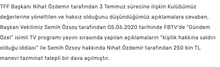 Nihat Özdemir, Semih Özsoy'a dava açtı