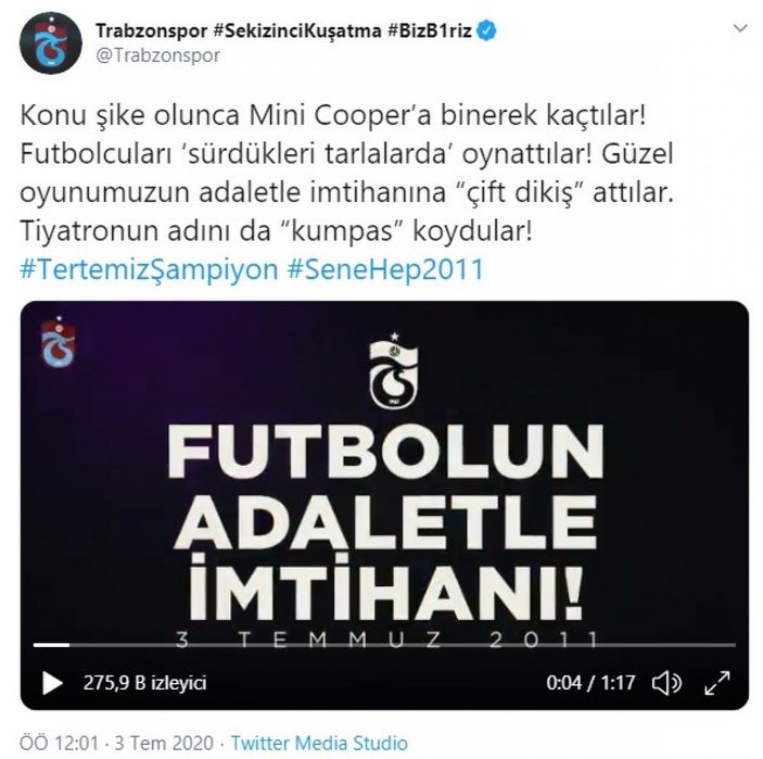 Trabzonspor ve Fenerbahçe'den 3 Temmuz paylaşımı