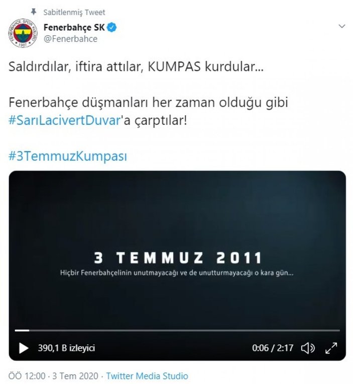 Trabzonspor ve Fenerbahçe'den 3 Temmuz paylaşımı