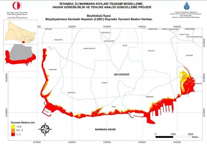 İstanbul'un tsunami risk haritası