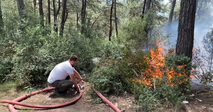 i Sarıyer'de ormanlık alanda yangın çıktı