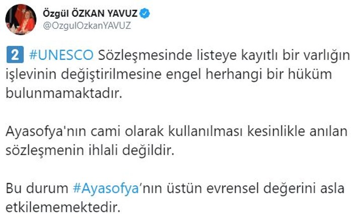 Türkiye'den UNESCO'ya Ayasofya cevabı
