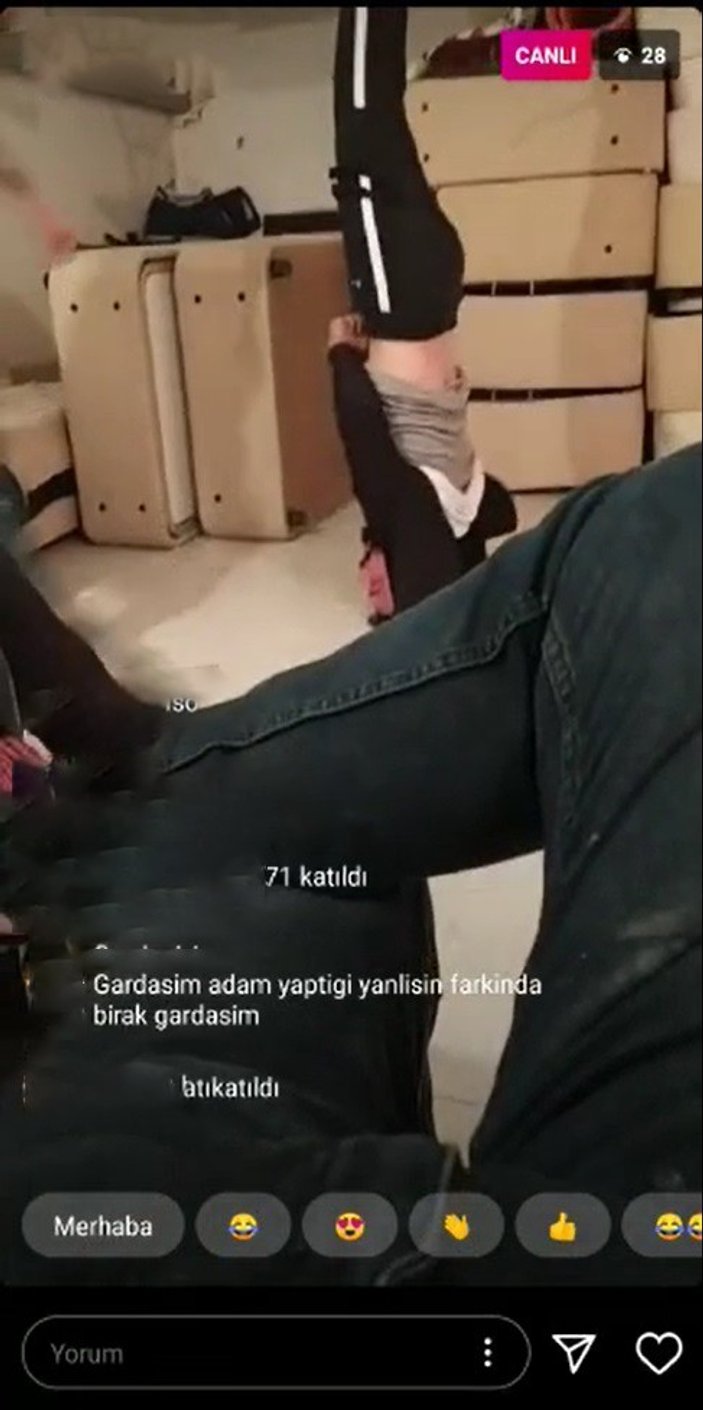 Kırıkkale'de, ayaklarından asılan adama şiddet