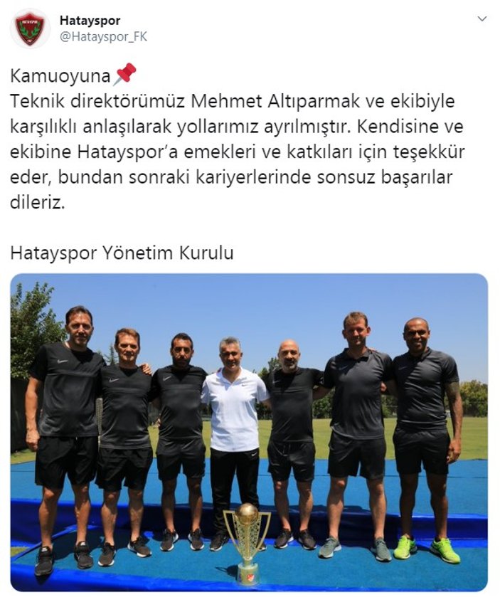 Hatayspor, Mehmet Altıparmak ile yollarını ayırdı