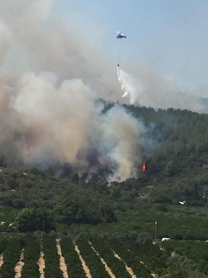 Menderes’teki yangını İHA’lar görüntüledi