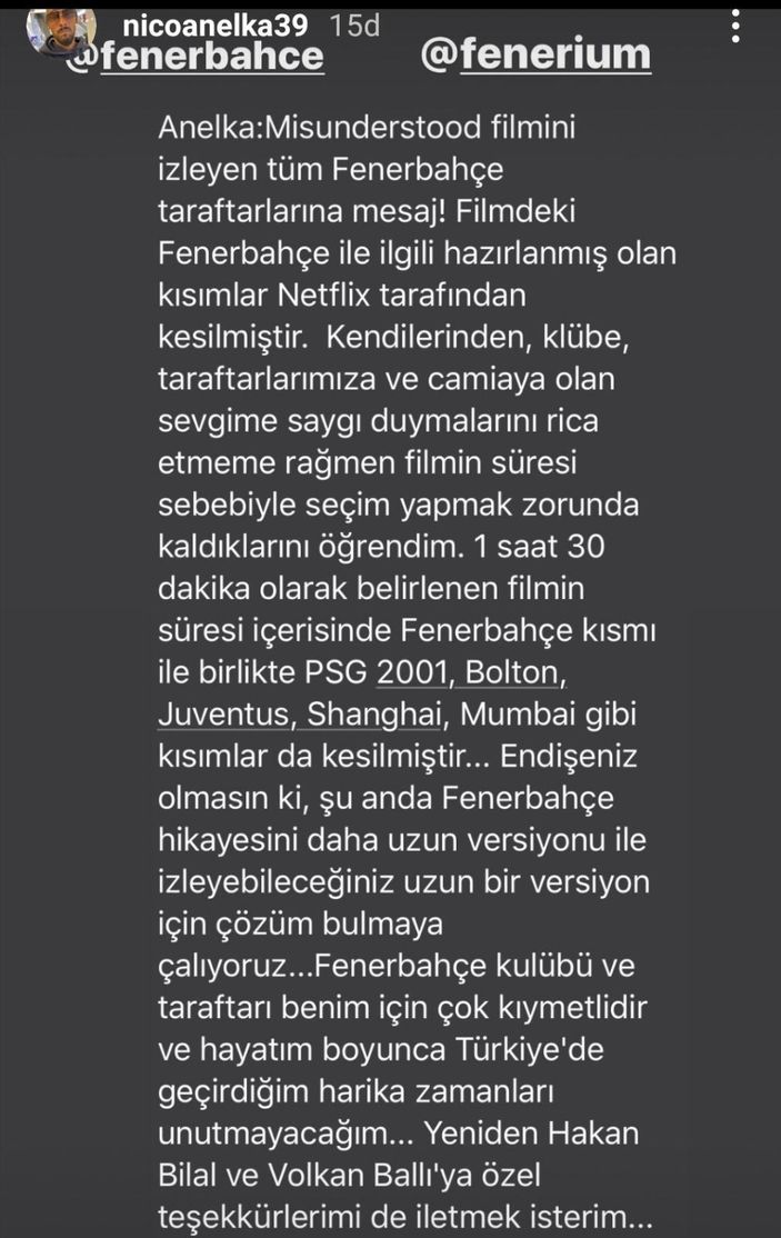 Anelka: Netflix, belgeseldeki F.Bahçe kısmını çıkardı