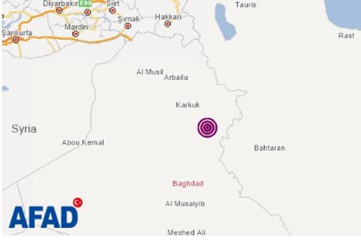 Irak'ta 4.4 büyüklüğünde deprem