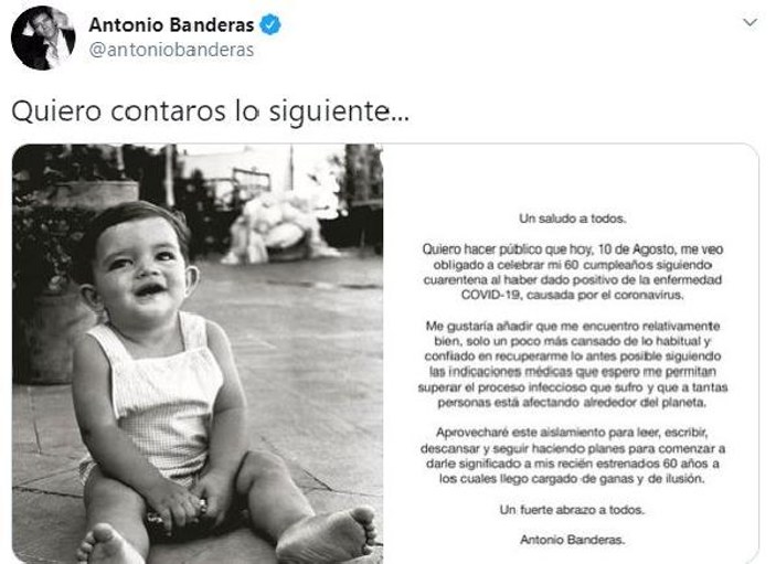 Antonio Banderas’ın koronavirüs testi pozitif çıktı