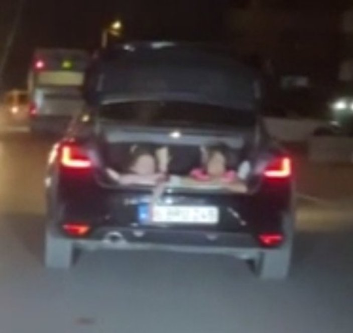 Ankara'da bagajında çocuklar varken yola devam eden sürücü