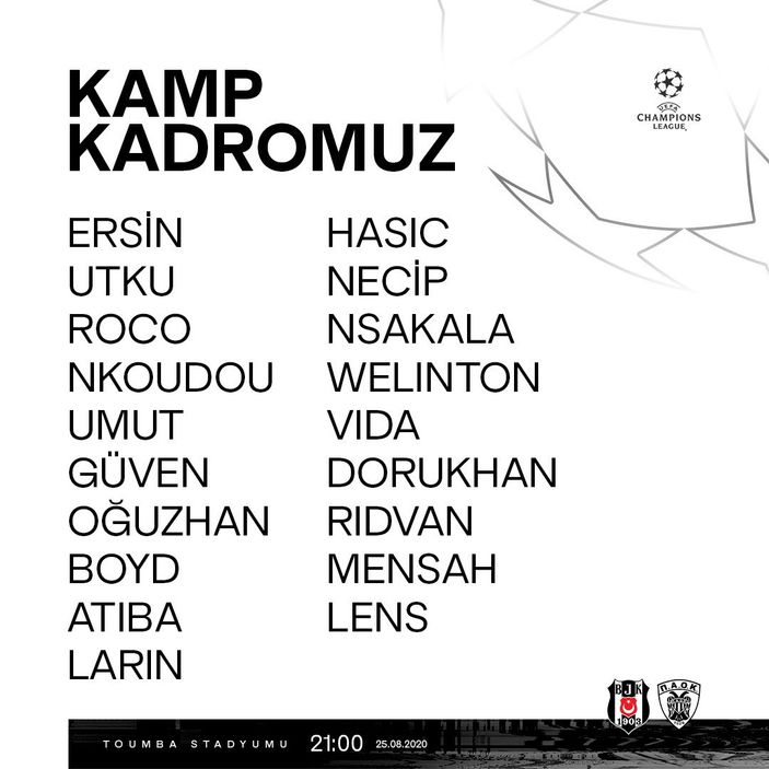 PAOK maçı kadrosuna 3 isim alınmadı