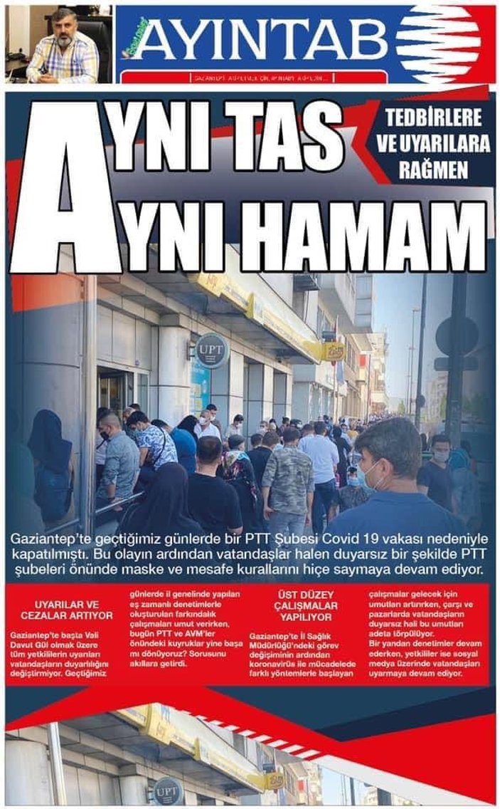 Gaziantep'te yerel gazetenin çelişkili korona manşeti