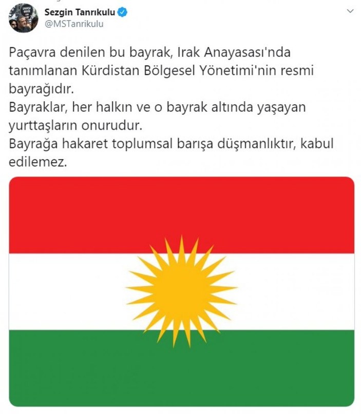 CHP'li Sezgin Tanrıkulu, Kürdistan bayrağını korumaya aldı