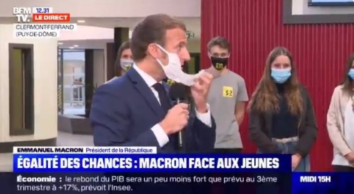 Fransa Cumhurbaşkanı Emmanuel Macron, salgın tedbirlerini anlatırken öksürüğe boğuldu