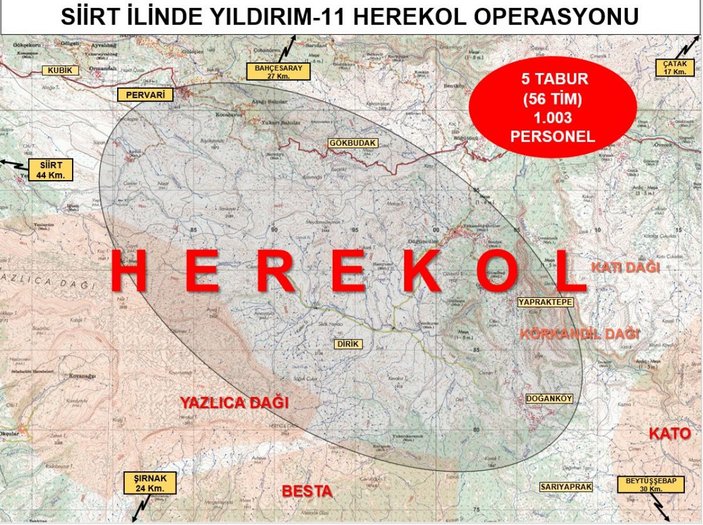 Siirt'te Yıldırım-11 Herekol Operasyonu başlatıldı