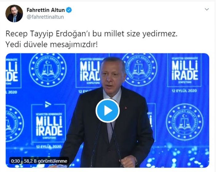 Fahrettin Altun: Recep Tayyip Erdoğan’ı bu millet size yedirmez