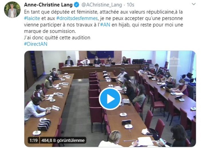 Fransa'da sağcı vekiller, başörtülü öğrencinin bulunduğu parlamento toplantısını terk etti