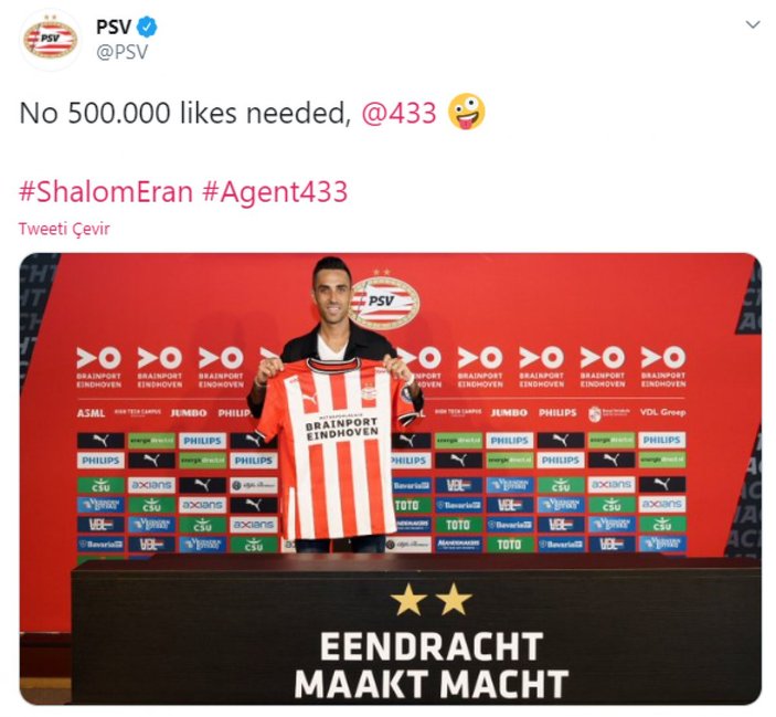 Eran Zahavi resmen PSV'de